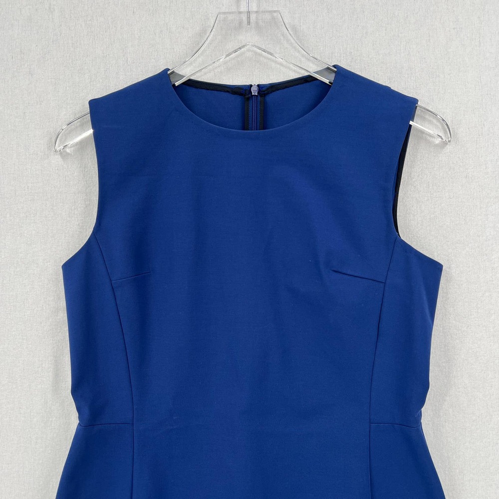 THEORY Dress Womens 6 Blue Fitted Sleeveless Double Stretch Round Neck Navy - Picture 6 of 11